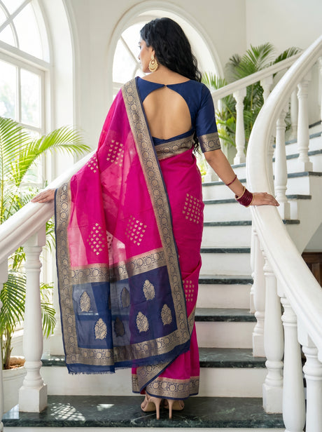 MIMOSA Rani Mysore Silk crepe Saree — Blouse piece detail