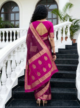 MIMOSA Wine Mysore Silk crepe Saree — Blouse piece detail
