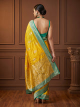 MIMOSA Gold Banarasi Linen Saree - Blouse Piece Detail