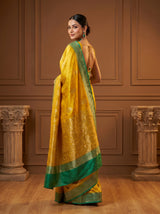 MIMOSA Gold Banarasi Linen Saree — pose 9 styling detail