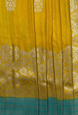 MIMOSA Gold Banarasi Linen Saree — fleets shot full lifestyle