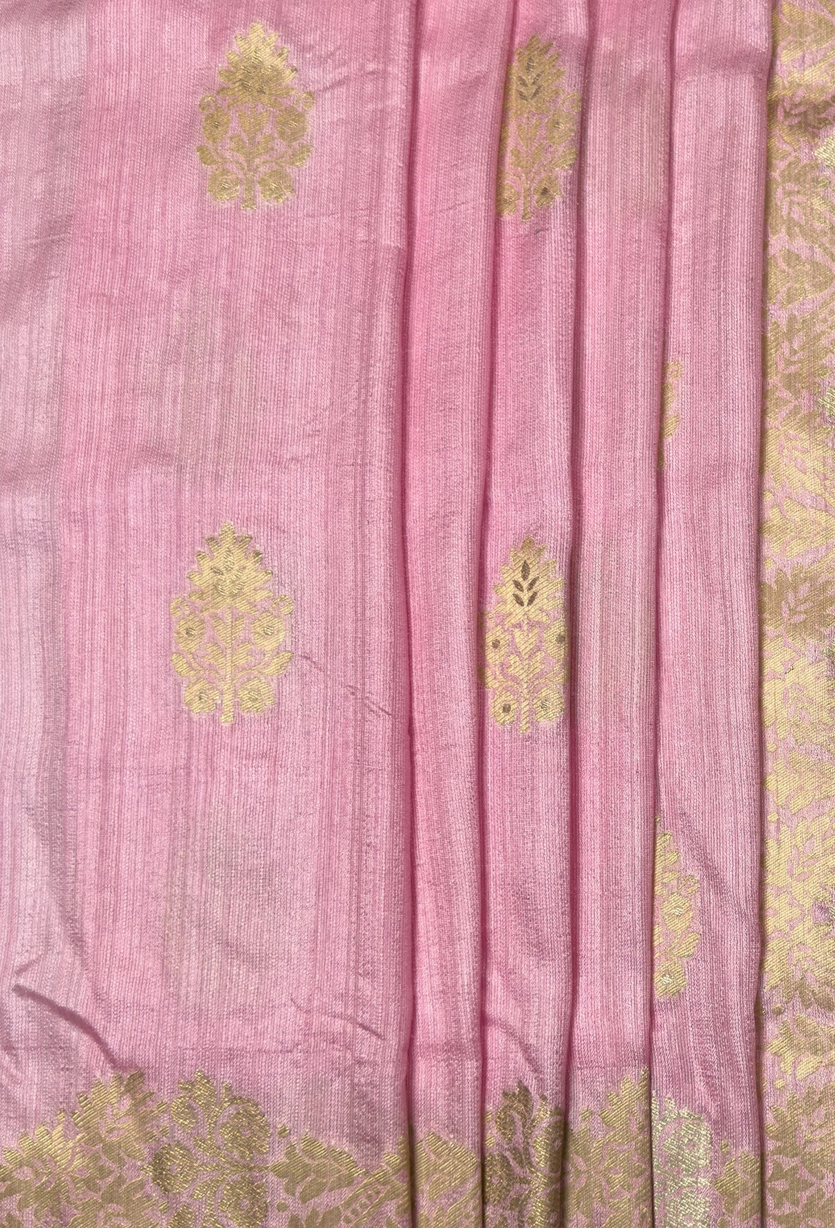 MIMOSA Pink Banarasi Linen Saree — fleets shot full lifestyle