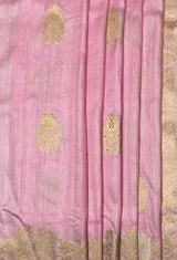 MIMOSA Pink Banarasi Linen Saree — fleets shot full lifestyle