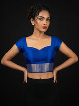 MIMOSA Saffire Banarasi Linen Saree — blouse close-up