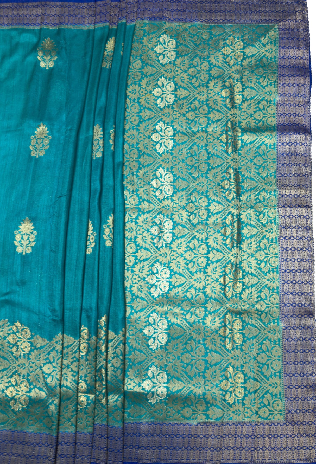 MIMOSA Saffire Banarasi Linen Saree — pallu and zari work detail