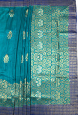 MIMOSA Saffire Banarasi Linen Saree — pallu and zari work detail