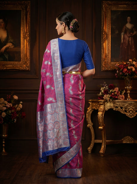 MIMOSA Maroon Kanjivaram Art silk Saree — Blouse Fabric Detail