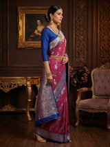 MIMOSA Maroon Kanjivaram Art silk Saree — Pallu and Body
