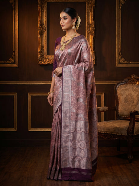 MIMOSA Pink Kanjivaram Art silk Saree — Blouse Fabric Detail