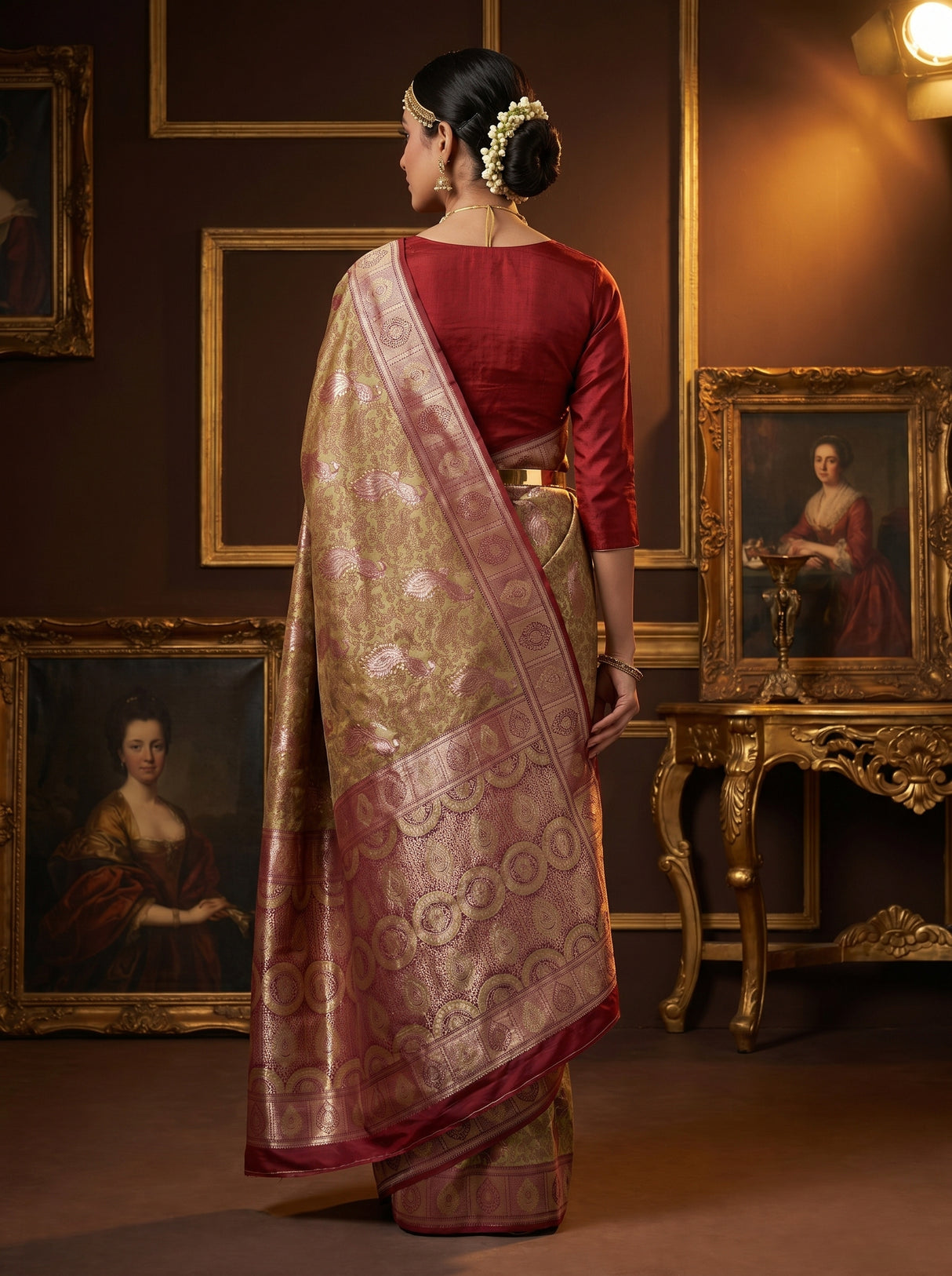 MIMOSA Pista Kanjivaram Art silk Saree — Blouse Fabric Detail