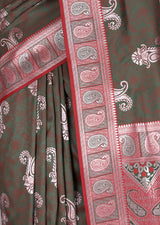 MIMOSA Beige Kanjivaram Art silk Saree — fleets shot full lifestyle
