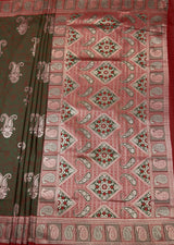 MIMOSA Beige Kanjivaram Art silk Saree — pallu and zari work detail