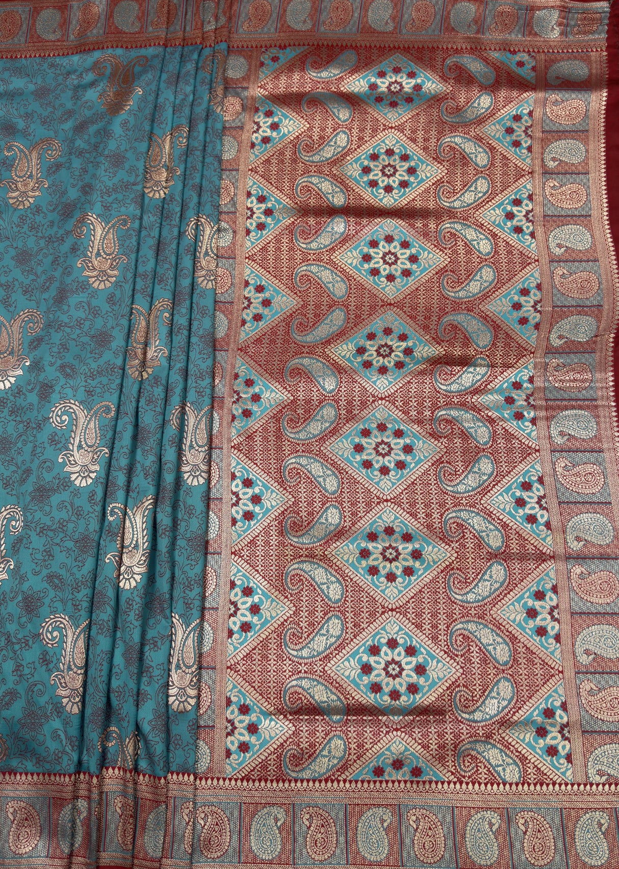 MIMOSA Royal Blue Kanjivaram Art silk Saree — pallu and zari work detail