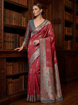 MIMOSA Gajari Kanjivaram Art silk Saree — pose 4 styling detail