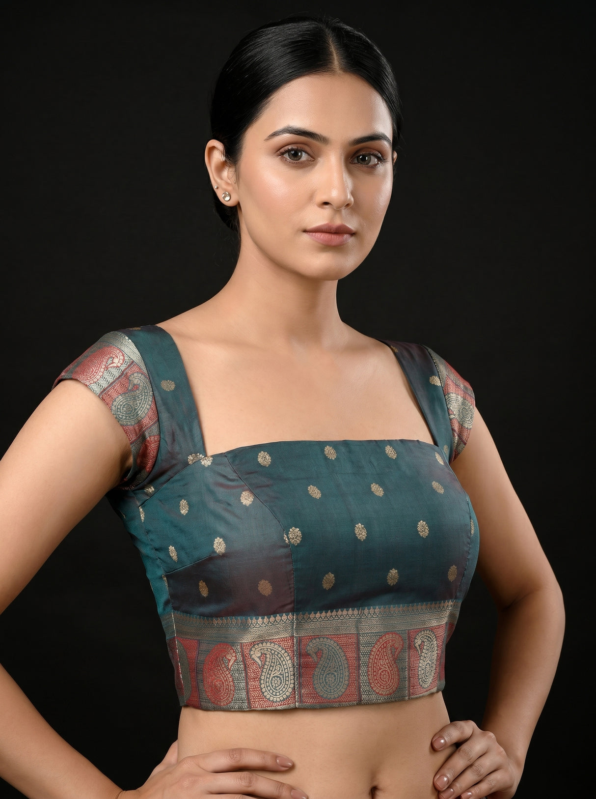 MIMOSA Gajari Kanjivaram Art silk Saree — blouse close-up
