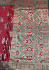 MIMOSA Gajari Kanjivaram Art silk Saree — pallu and zari work detail