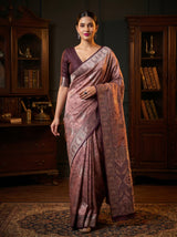 MIMOSA Pink Kanjivaram Art silk Saree — Draped Mannequin View