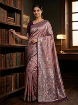 MIMOSA Pink Kanjivaram Art silk Saree — Model Pose