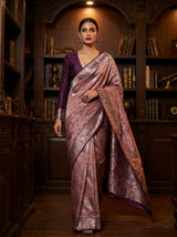 MIMOSA Pink Kanjivaram Art silk Saree — pose 7 styling detail
