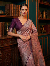 MIMOSA Pink Kanjivaram Art silk Saree — pose 8 styling detail