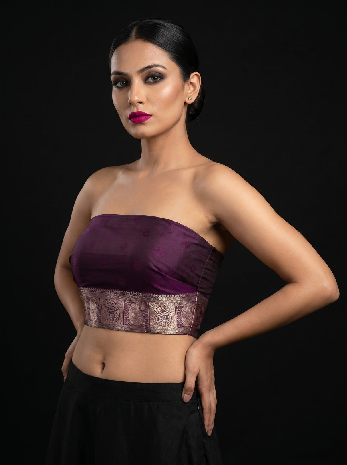 MIMOSA Pink Kanjivaram Art silk Saree — blouse close-up