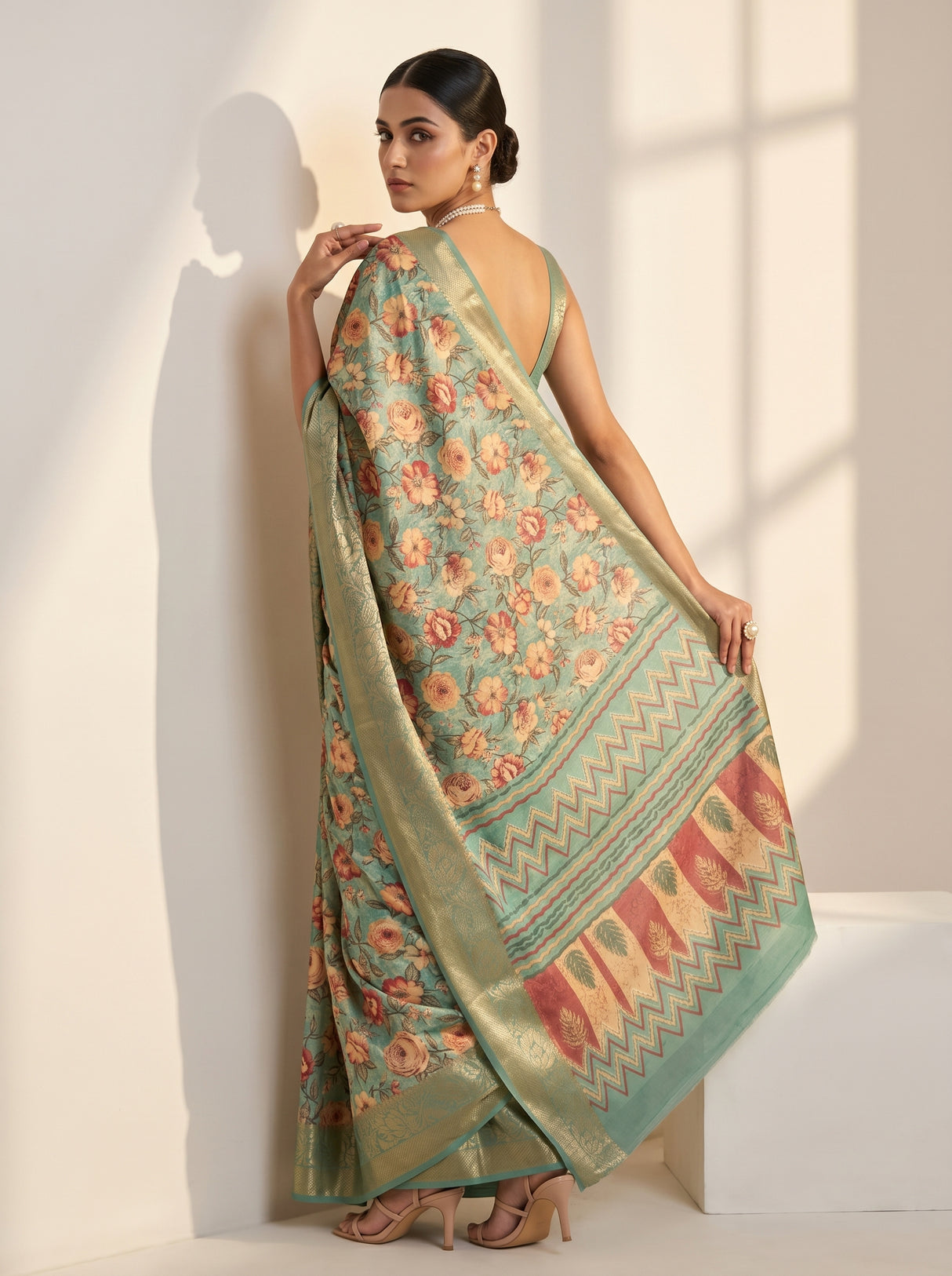 MIMOSA Ananda Kalamkari Saree — pose 7 styling detail