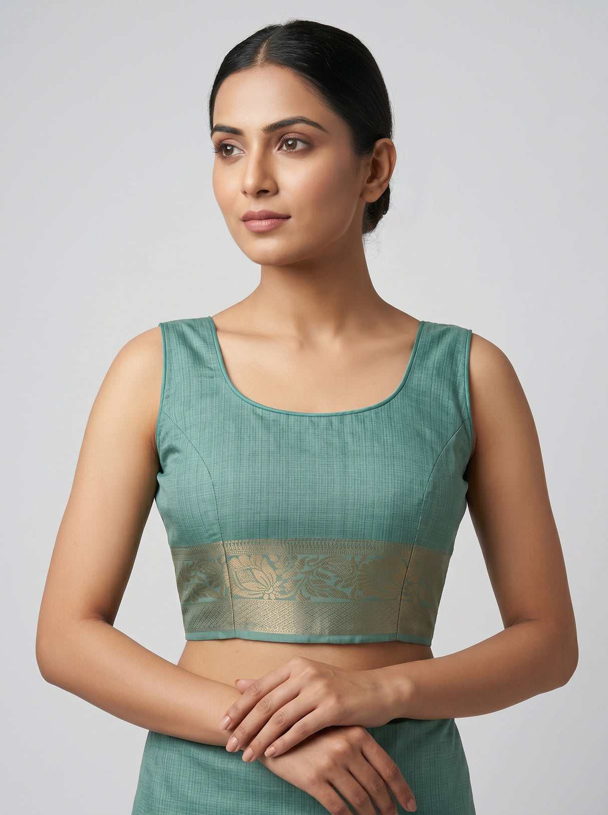 MIMOSA Ananda Kalamkari Saree — blouse close-up
