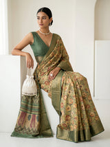 MIMOSA Pista Kalamkari Saree — pose 8 styling detail