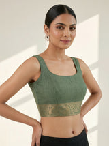 MIMOSA Pista Kalamkari Saree — blouse close-up