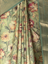 MIMOSA Pista Kalamkari Saree — fleets shot full lifestyle