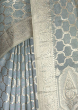 MIMOSA Grey Banarasi Art Silk Saree — fleets shot full lifestyle