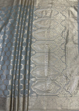 MIMOSA Grey Banarasi Art Silk Saree — pallu and zari work detail
