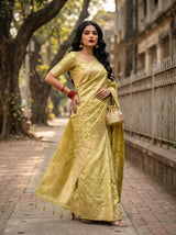 MIMOSA Olive Banarasi Art Silk Saree — pose 5 styling detail