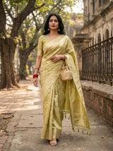 MIMOSA Olive Banarasi Art Silk Saree — pose 7 styling detail