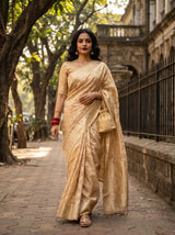 MIMOSA Peach Banarasi Art Silk Saree — pose 7 styling detail
