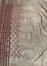 MIMOSA Pink Banarasi Art Silk Saree — pallu and zari work detail