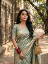 MIMOSA Rama Banarasi Art Silk Saree — pose 4 styling detail