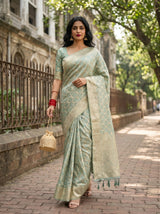 MIMOSA Rama Banarasi Art Silk Saree — pose 7 styling detail