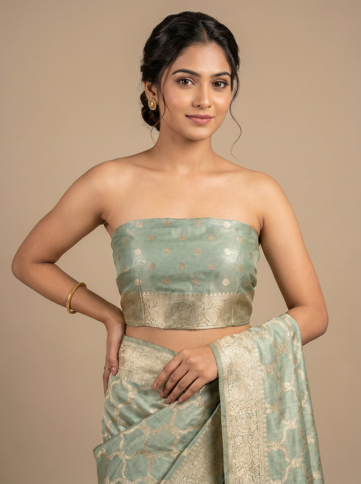 MIMOSA Rama Banarasi Art Silk Saree — blouse close-up