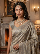 MIMOSA Grey Kanjivaram Art Silk Saree — pose 10 styling detail