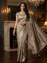 MIMOSA Grey Kanjivaram Art Silk Saree — pose 6 styling detail