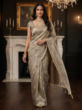 MIMOSA Grey Kanjivaram Art Silk Saree — pose 7 styling detail