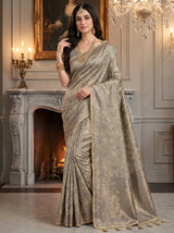 MIMOSA Grey Kanjivaram Art Silk Saree — pose 9 styling detail