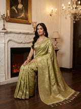 MIMOSA Olive Kanjivaram Art Silk Saree — pose 8 styling detail