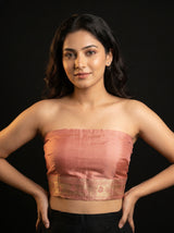 MIMOSA Pink Kanjivaram Art Silk Saree — blouse close-up