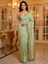 MIMOSA Green Kanjivaram Art Silk Saree — pose 6 styling detail