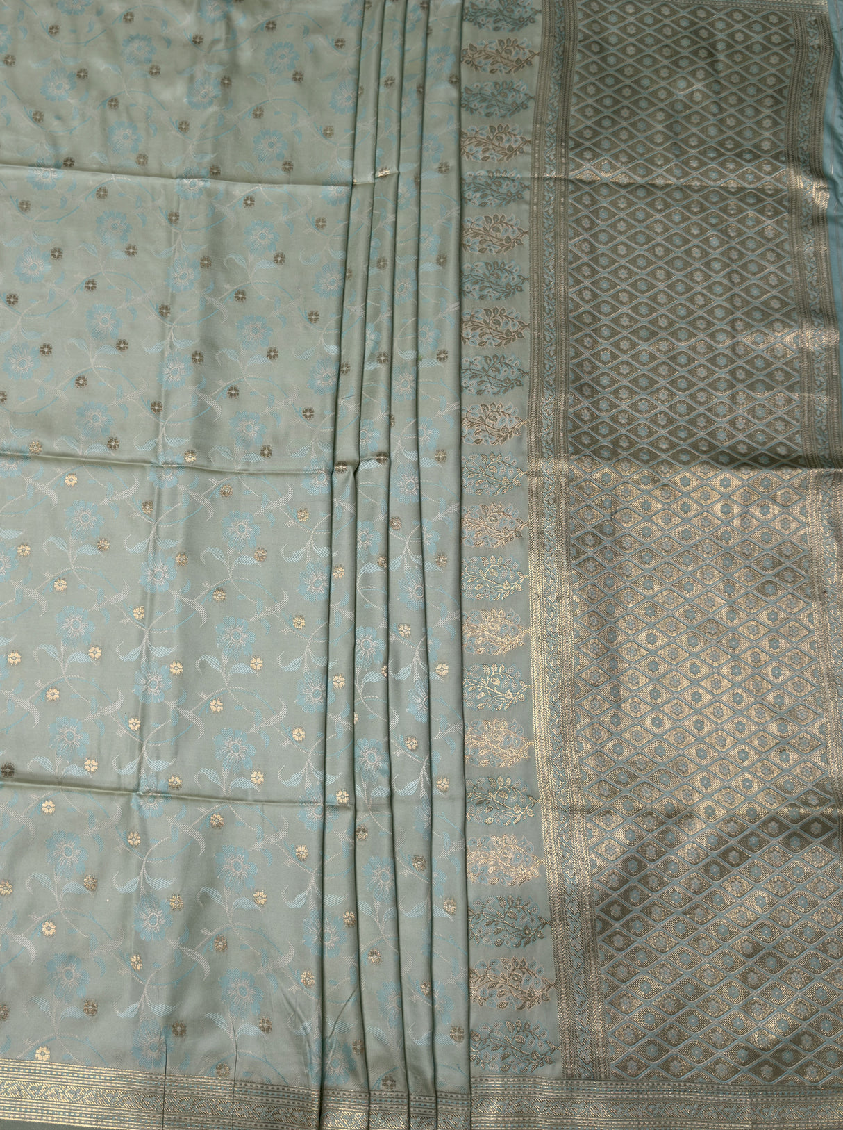 MIMOSA Green Kanjivaram Art Silk Saree — pallu and zari work detail