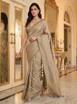 MIMOSA Grey Kanjivaram Art Silk Saree — Draped Mannequin View