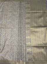 MIMOSA Grey Kanjivaram Art Silk Saree — pallu and zari work detail