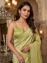 MIMOSA Olive Kanjivaram Art Silk Saree — pose 10 styling detail